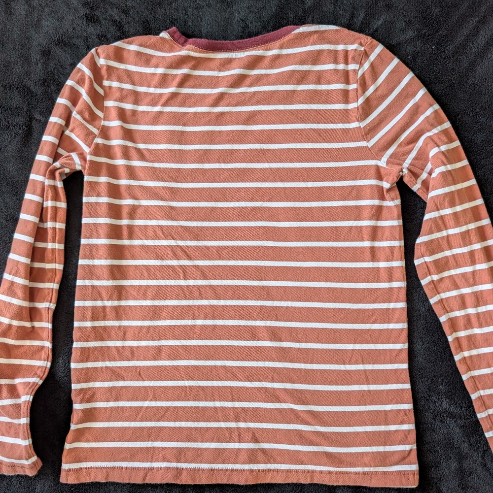 Madewell Northside Long Sleeve Cotton Vintage Tee Orange Cream Stripe XS - Picture 7 of 8